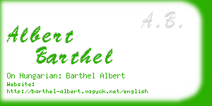 albert barthel business card